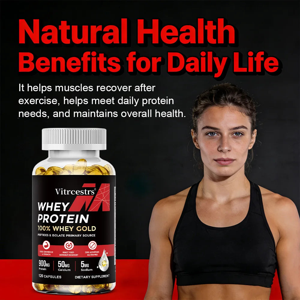 Proteína Whey Concentrada 900 mg en Cápsulas para Recuperación Muscular