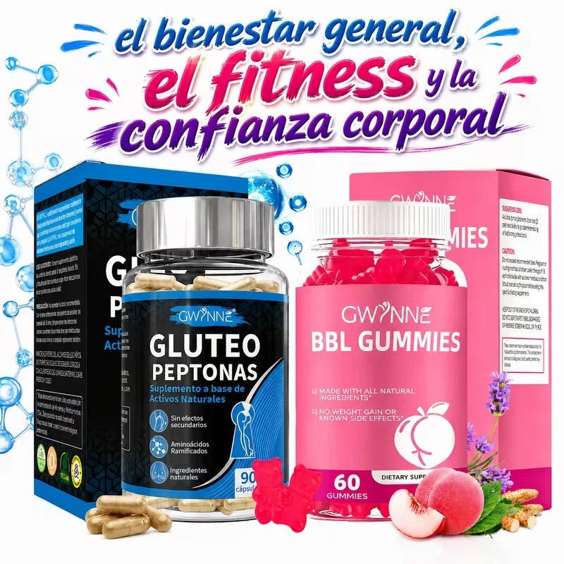 Kit Gwynne BBL para Glúteos y Piernas: Colágeno y Suplemento Deportivo (150 Cápsulas en Total)