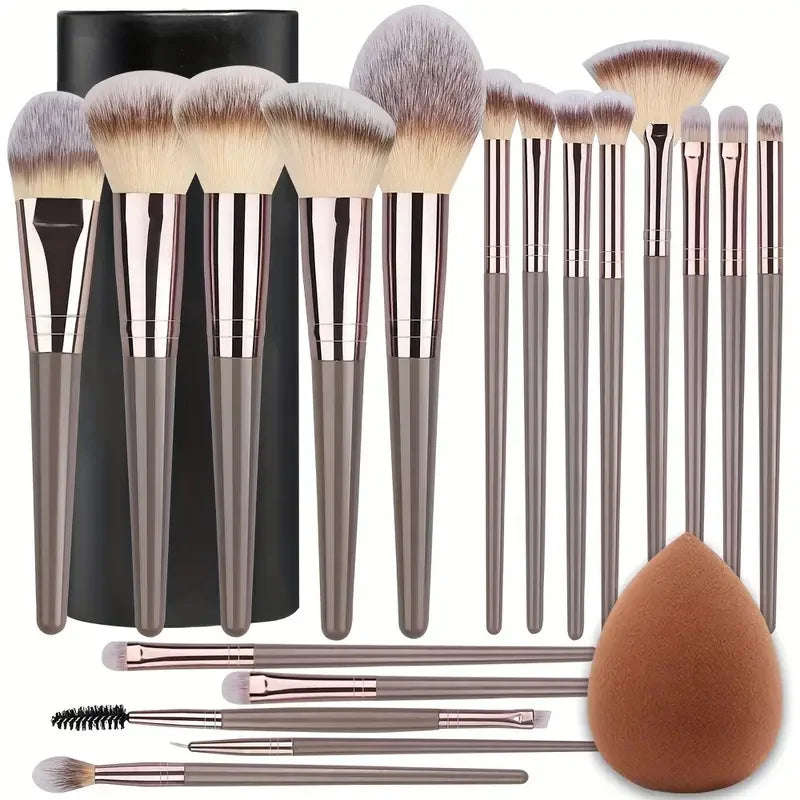 Kit de Brochas de Maquillaje Suaves de 3 a 20 Piezas para Rostro y Ojos con Brocha Kabuki