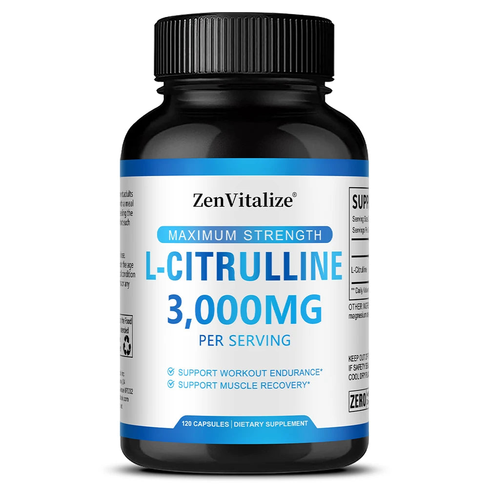 L-Citrulina 3000 mg en Cápsulas para Rendimiento y Recuperación Muscular