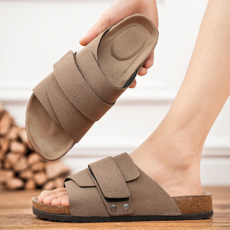 Zapatillas y sandalias de corcho para hombre, convenientes para las actividades al aire libre del verano como zapatos de playa, zapatillas casuales de dedos abiertos