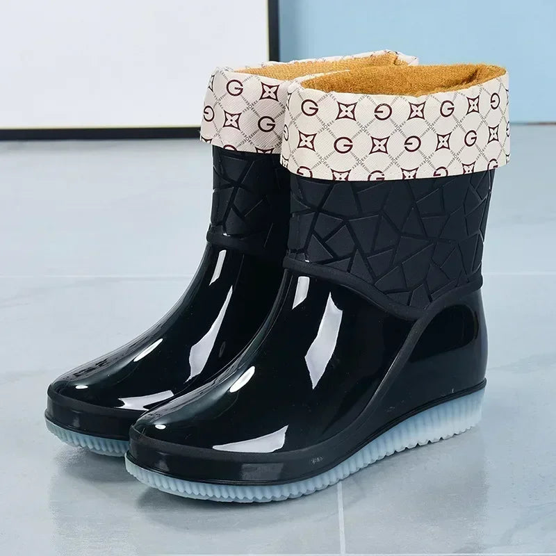 Zapatos de lluvia de las mujeres de la alta calidad de la moda Zapatos de lluvia de las mujeres nuevas zapatos impermeables antideslizantes resistentes al desgaste de las mujeres Botas Mujer