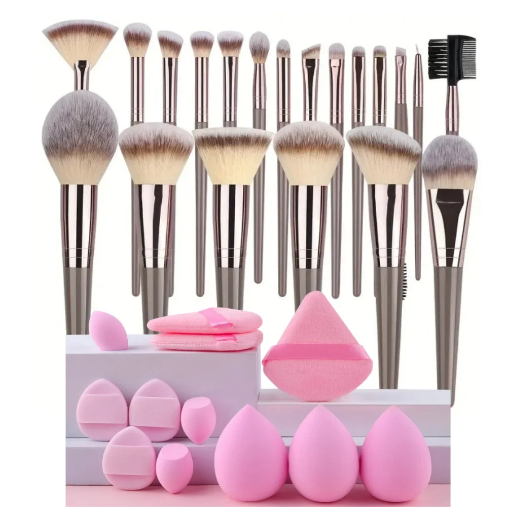 Kit de Brochas de Maquillaje Suaves de 3 a 20 Piezas para Rostro y Ojos con Brocha Kabuki