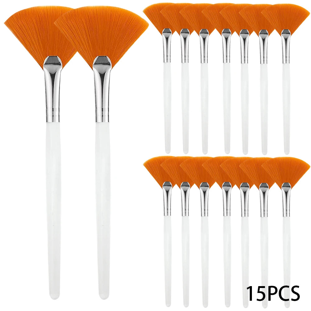 Set de Brochas de Abanico Suaves para Mascarillas Faciales y Skincare (3 a 9 Piezas)