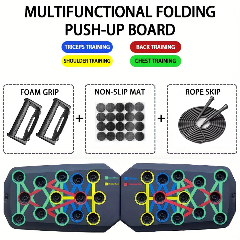 Tabla para Lagartijas Plegable Multifuncional con Agarraderas para Pecho y Espalda
