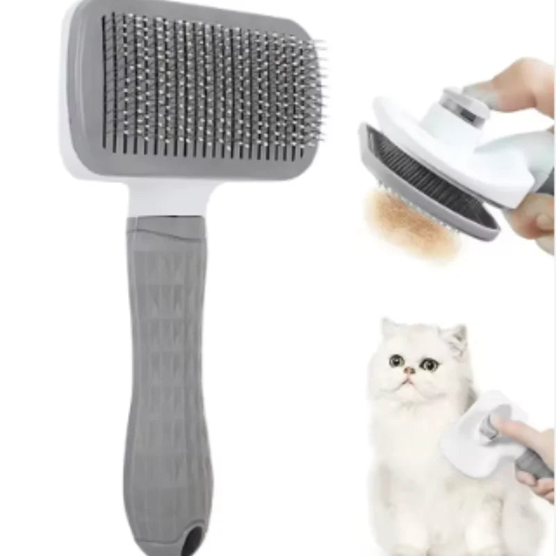 Cepillo Deslanador Autolimpiable para Perros y Gatos con Botón Expulsor de Pelo