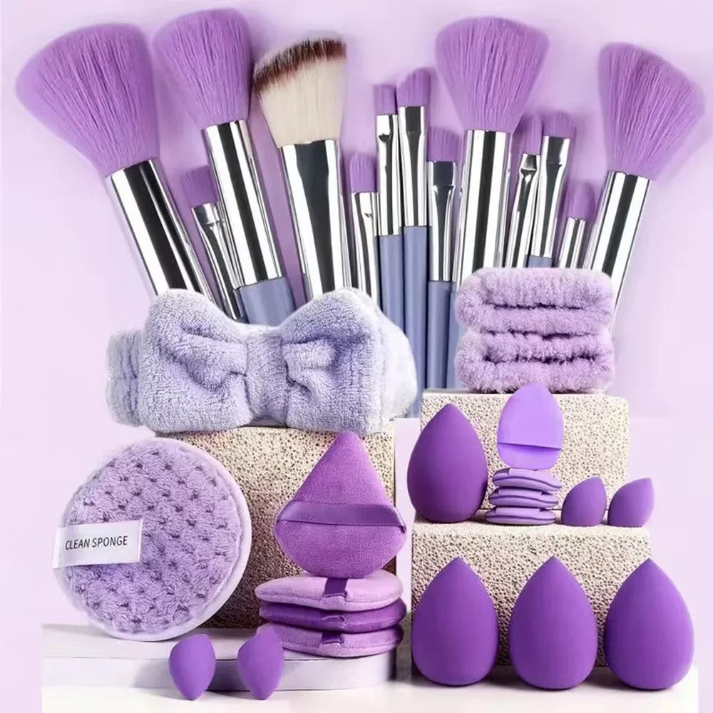 Kit de Brochas de Maquillaje Profesionales para Ojos y Rostro con Difuminador