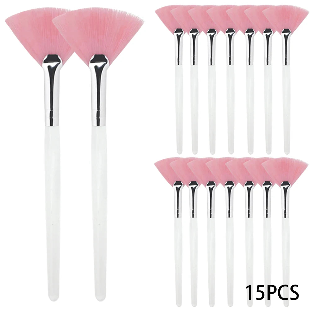 Set de Brochas de Abanico Suaves para Mascarillas Faciales y Skincare (3 a 9 Piezas)