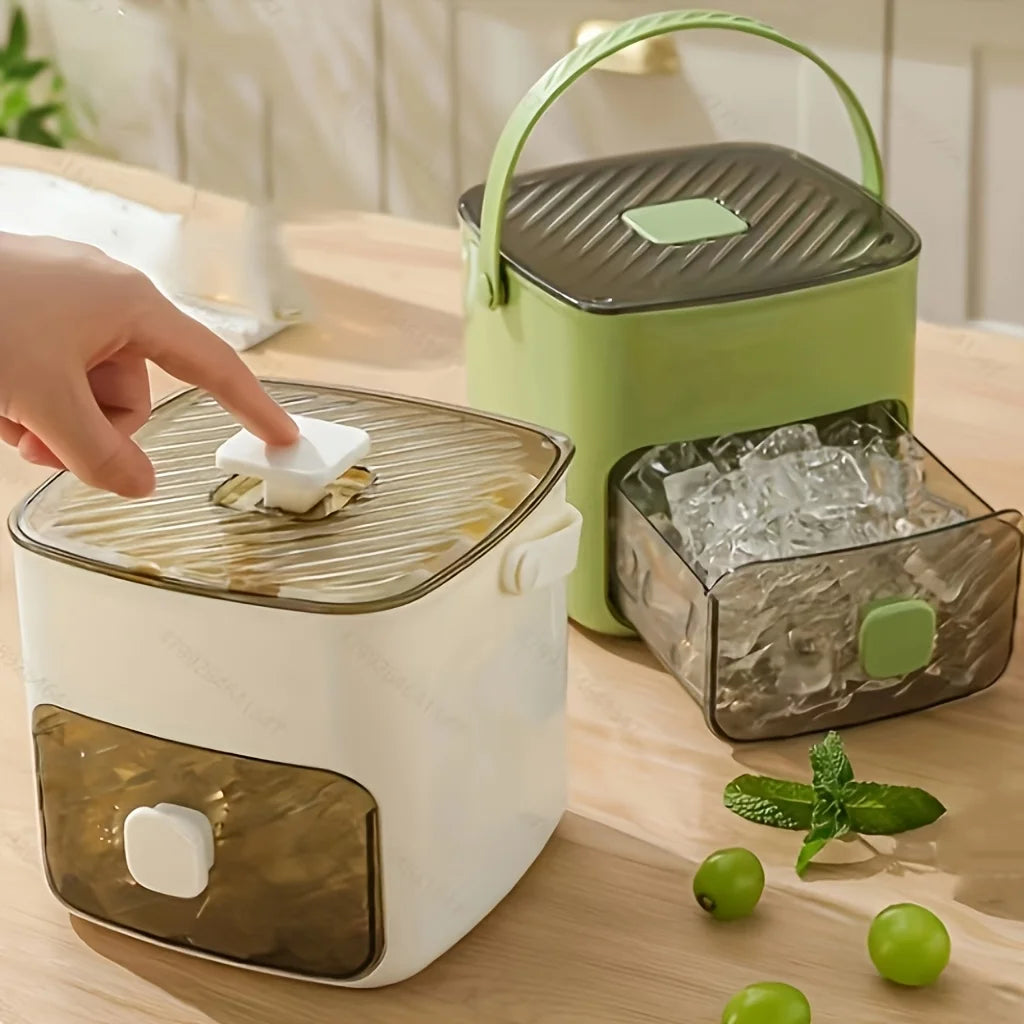Hielera Doble Capa para 48 Cubos de Hielo con Tapa Prensa para Bebidas y Postres