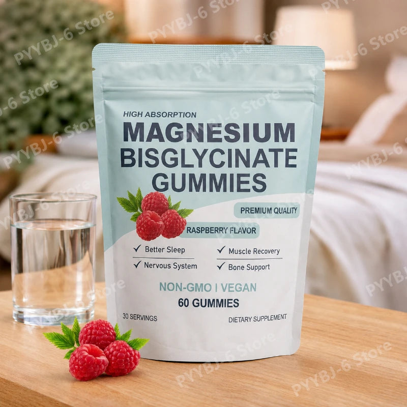 Gomitas de Bisglicinato de Magnesio Alta Absorción Sabor Frambuesa (60 Gomitas)