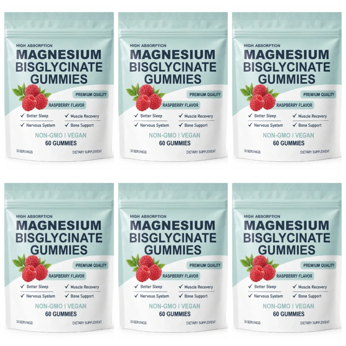 Gomitas de Bisglicinato de Magnesio Alta Absorción Sabor Frambuesa (60 Gomitas)