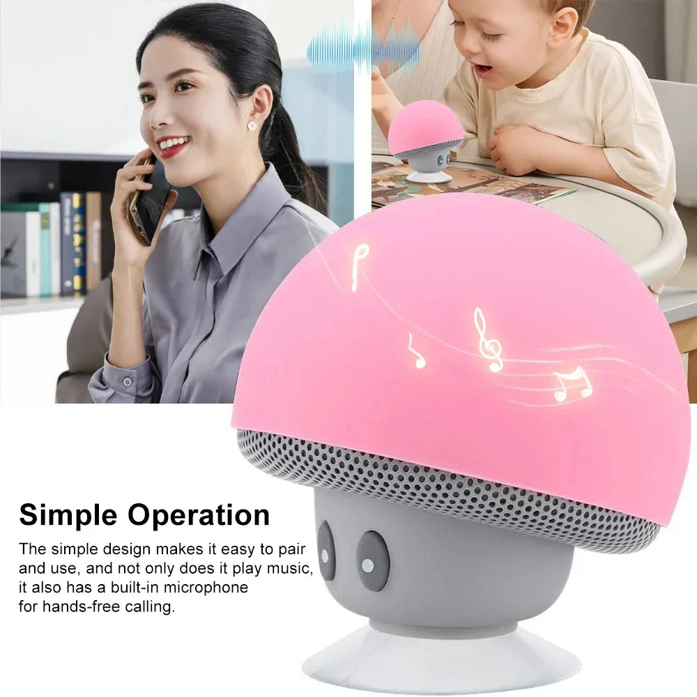 Mini Bocina Bluetooth con Forma de Hongo y Ventosa Portátil para Celular