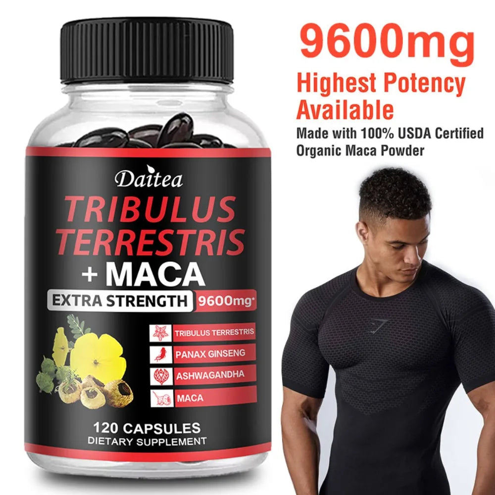 Complejo de Tríbulus Terrestris + Maca, Ashwagandha y Panax Ginseng para Vitalidad y Resistencia