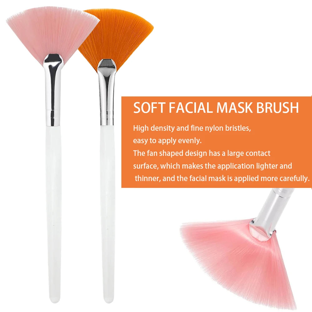 Set de Brochas de Abanico Suaves para Mascarillas Faciales y Skincare (3 a 9 Piezas)