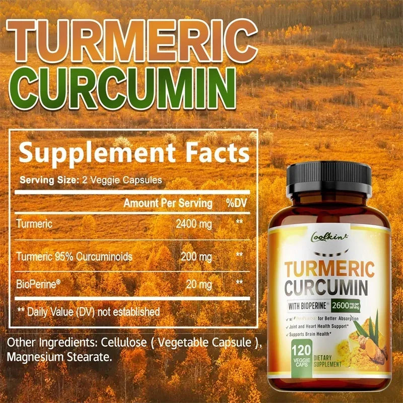 Cápsulas de Cúrcuma Curcumina al 95% para Salud Articular, Huesos y Antioxidante