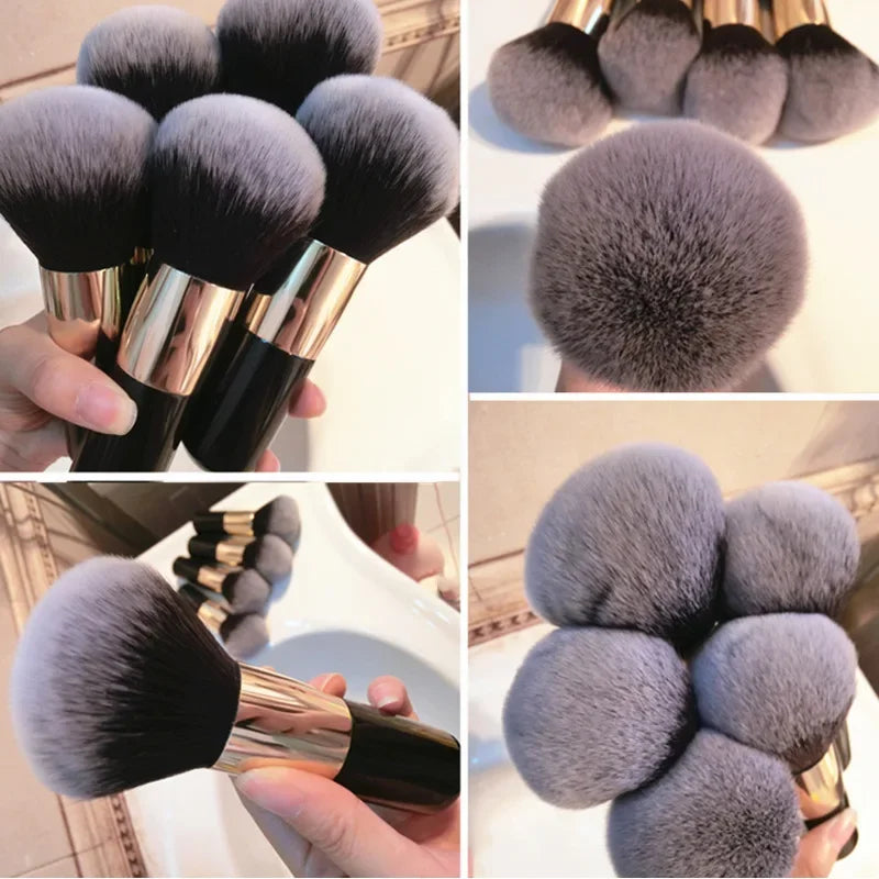 Brocha de Maquillaje Profesional Grande de Cerdas Suaves para Polvo y Rubor