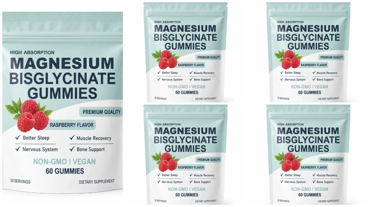 Gomitas de Bisglicinato de Magnesio Alta Absorción Sabor Frambuesa (60 Gomitas)