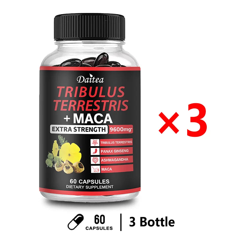 Complejo de Tríbulus Terrestris + Maca, Ashwagandha y Panax Ginseng para Vitalidad y Resistencia