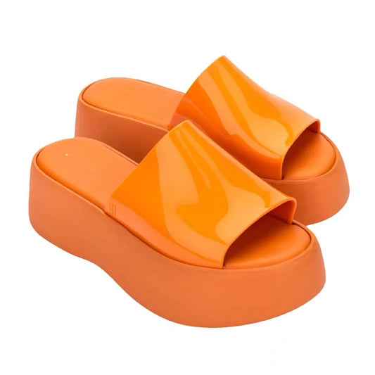 Mini Melissa Sandal Summe Women Slippers Wedges Platform Beach Flip Flops Trend High Heels Ladies Shoes Pumps Thick Slides Women