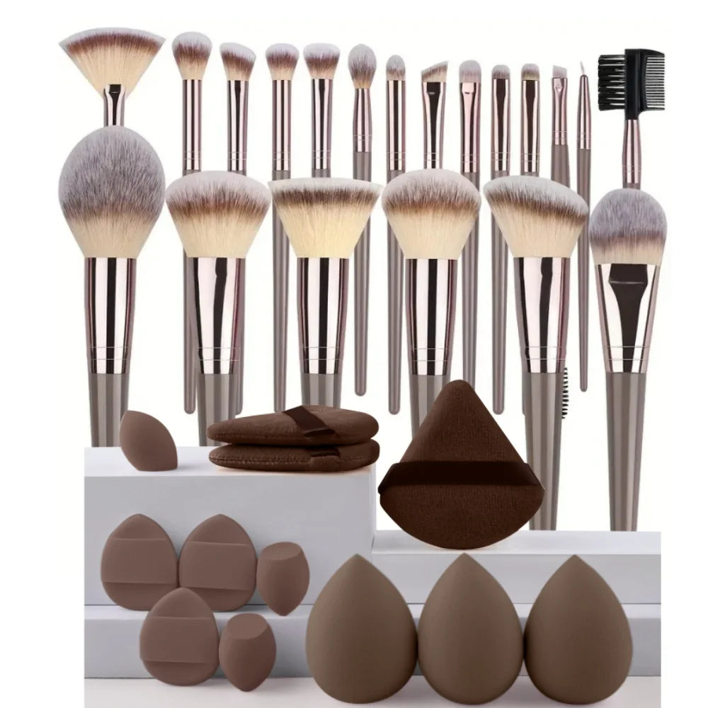Kit de Brochas de Maquillaje Suaves de 3 a 20 Piezas para Rostro y Ojos con Brocha Kabuki