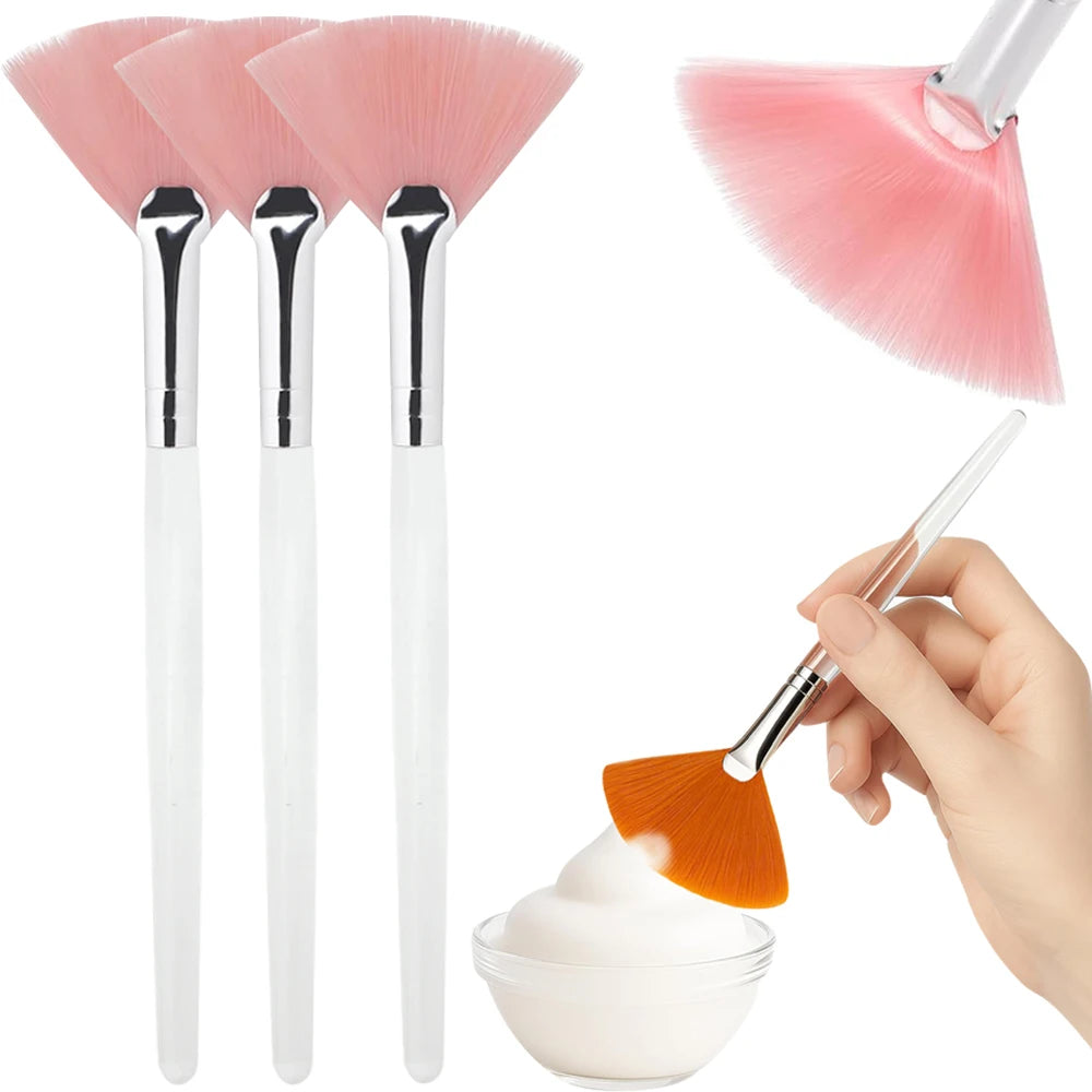 Set de Brochas de Abanico Suaves para Mascarillas Faciales y Skincare (3 a 9 Piezas)