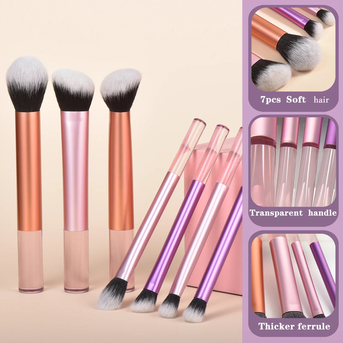 Kit de Brochas de Maquillaje Profesionales de Pelo Sintético Suave para Rostro y Ojos