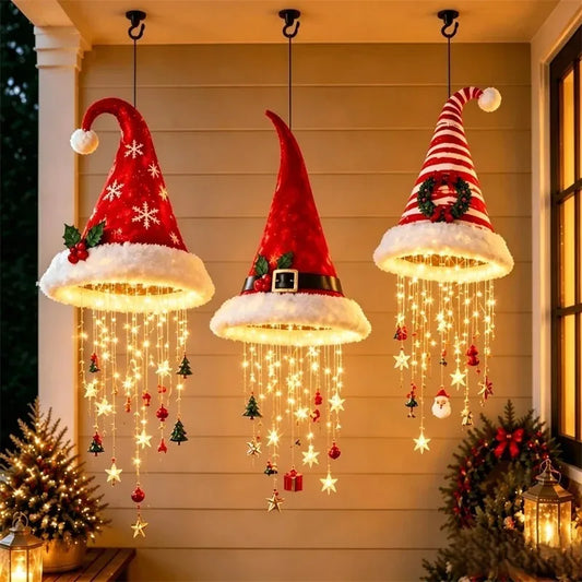 Guirnalda / Serie de Luces LED Cálidas de Sombreros de Santa para Escaleras y Pared