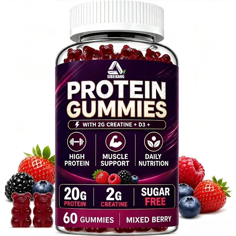 Suplemento en Gomitas de Proteína Whey 20 g con Magnesio y Potasio para Rendimiento Muscular