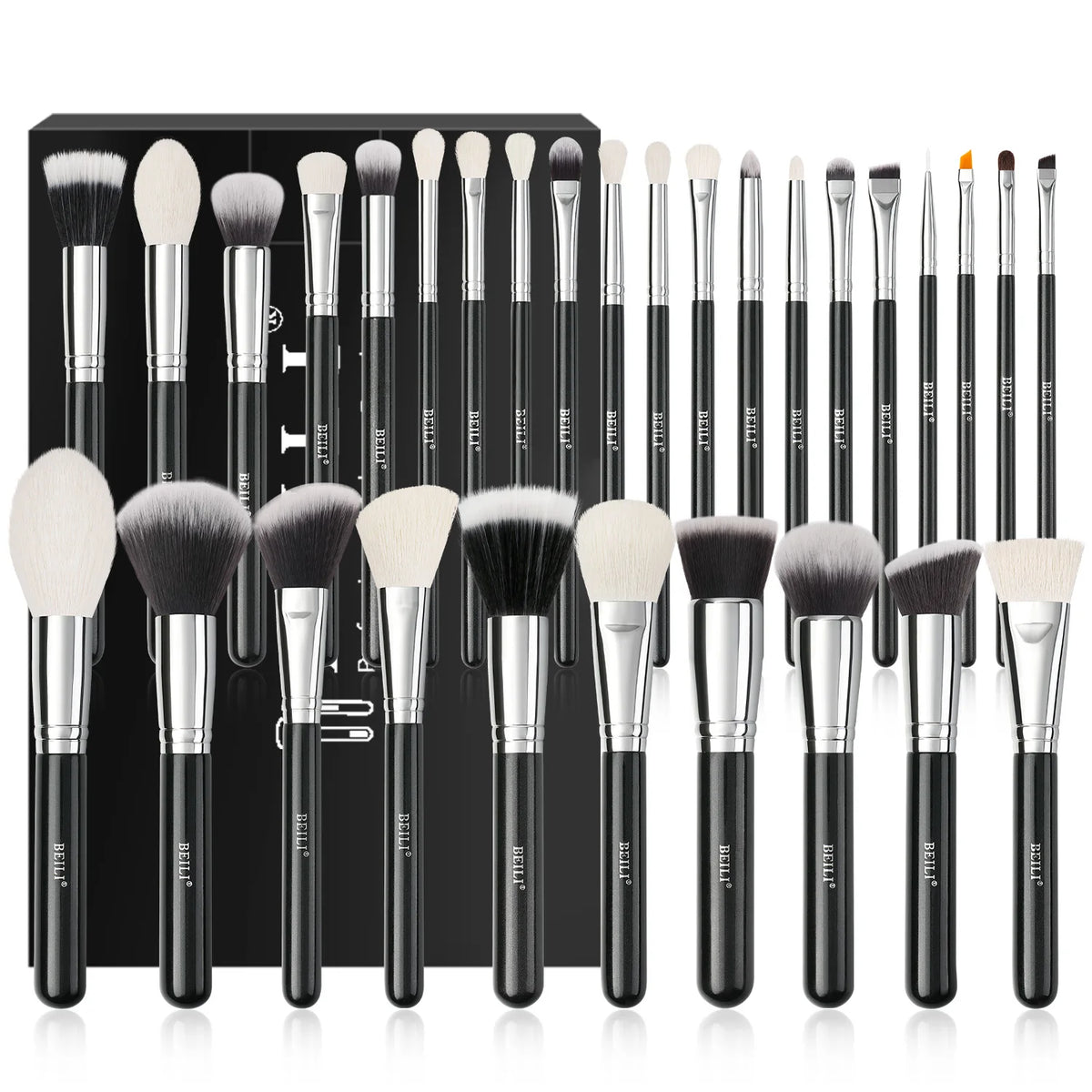 Kit de Brochas Profesionales de Pelo Natural de Cabra (30 Pzs) para Base, Polvo y Rubor