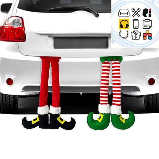 Adorno Navideño Colgante de Pies de Elfo y Santa para Árbol, Auto o Puerta