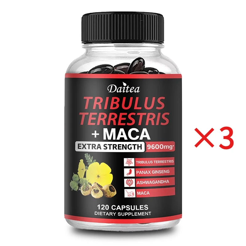 Complejo de Tríbulus Terrestris + Maca, Ashwagandha y Panax Ginseng para Vitalidad y Resistencia