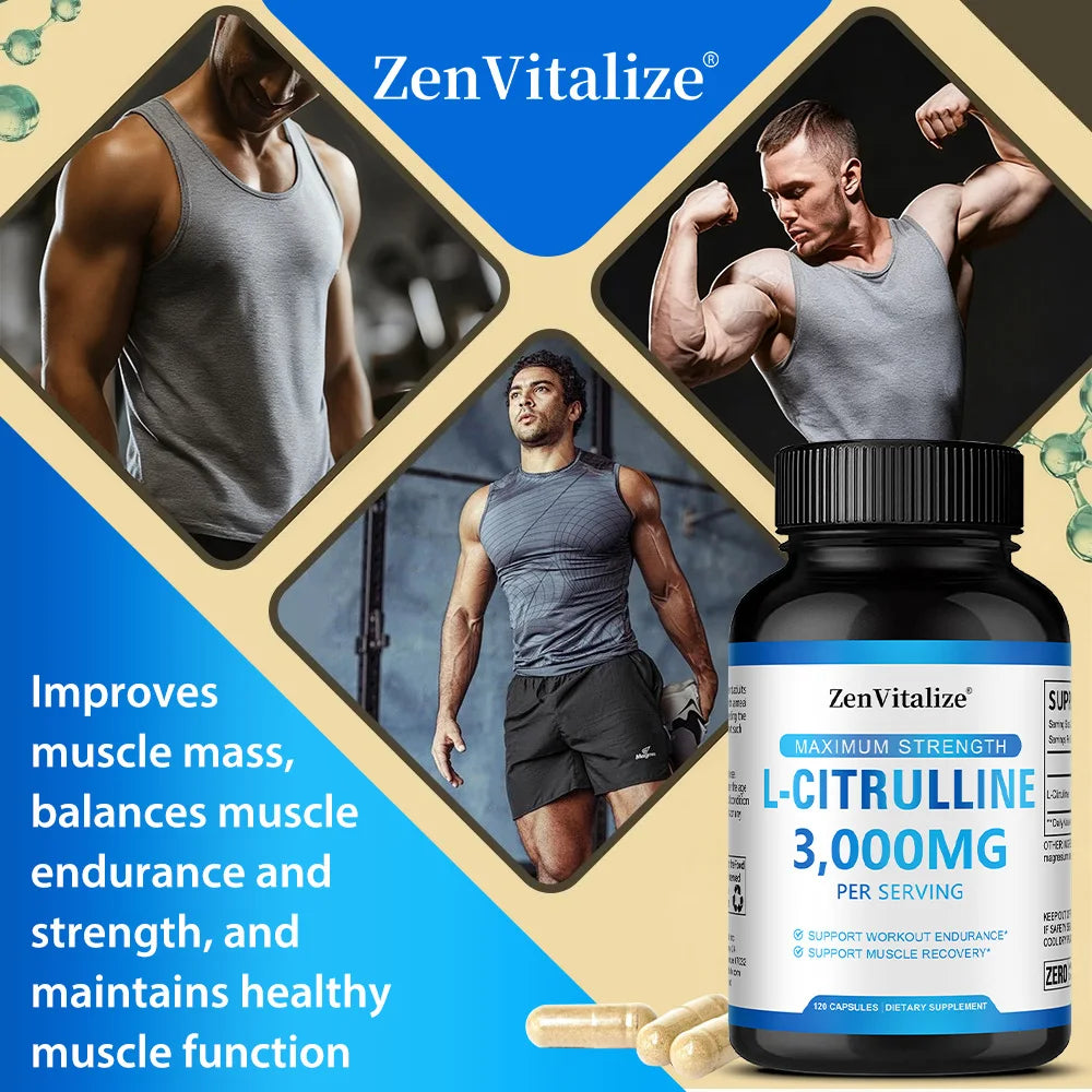 L-Citrulina 3000 mg en Cápsulas para Rendimiento y Recuperación Muscular