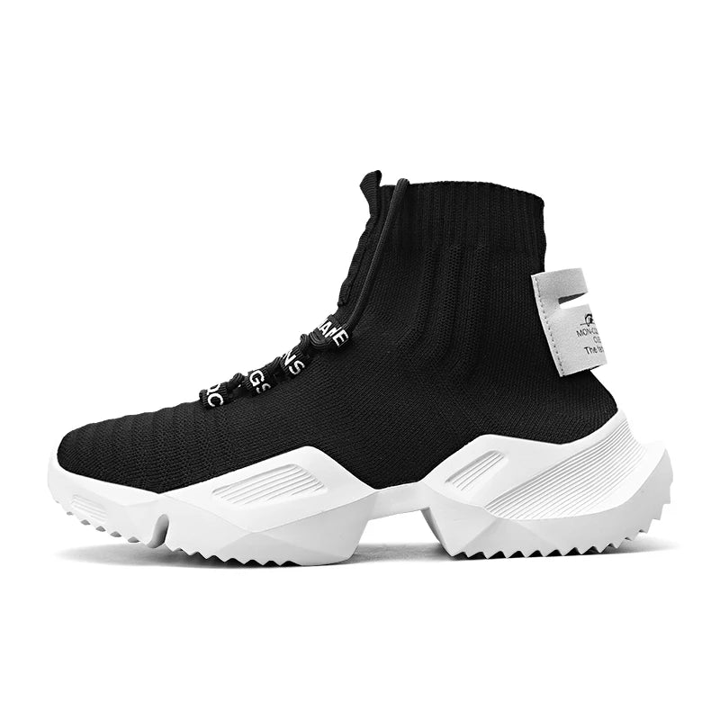 YRZL Moda de alta calidad Zapatillas de deporte de malla Hombres Zapatos casuales Ligeros Cómodos Cordones Hombres Zapatillas de deporte de cabeza alta