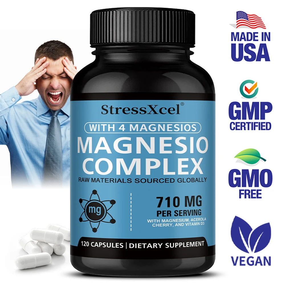 Complejo de Magnesio 4 en 1 para Músculos, Huesos y Relajación