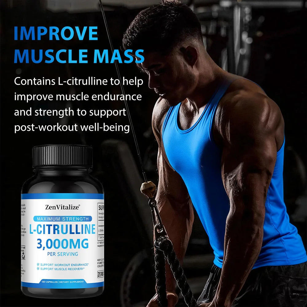 L-Citrulina 3000 mg en Cápsulas para Rendimiento y Recuperación Muscular