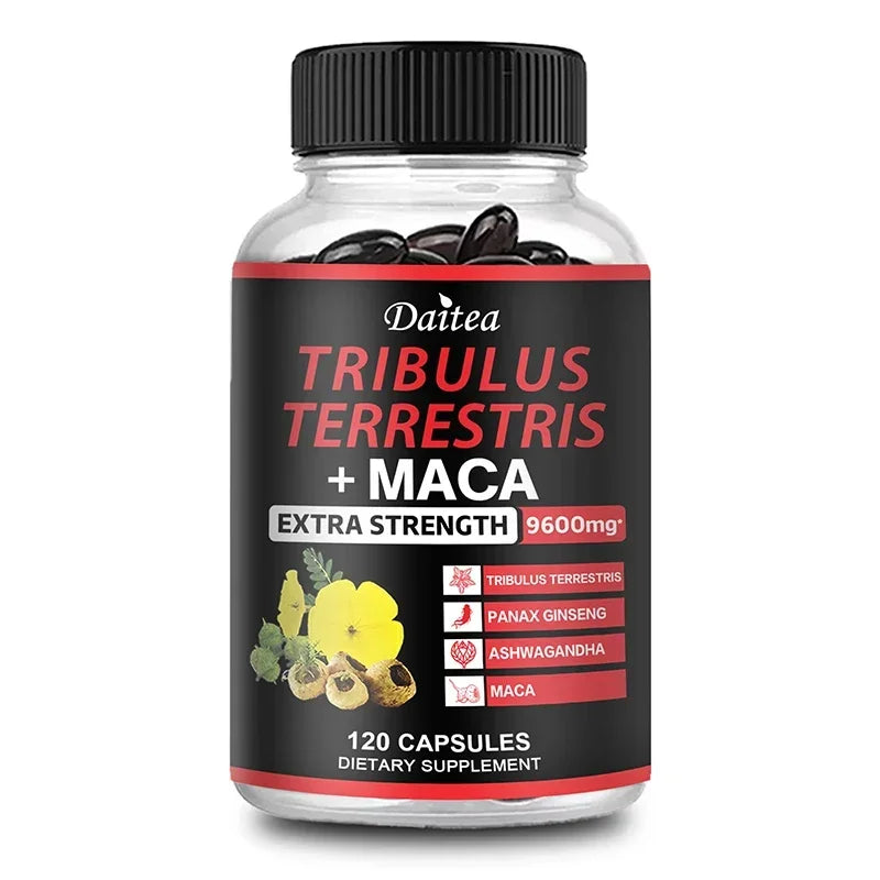 Complejo de Tríbulus Terrestris + Maca, Ashwagandha y Panax Ginseng para Vitalidad y Resistencia