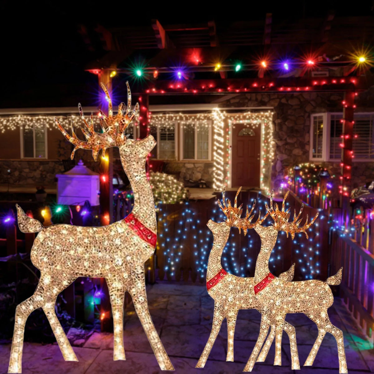 Christmas Lighted Deer Decoration Light Led Reindeer Elk Luminous Sculptures Garden Lawn Outdoor Yard Christmas Drop Ornaments