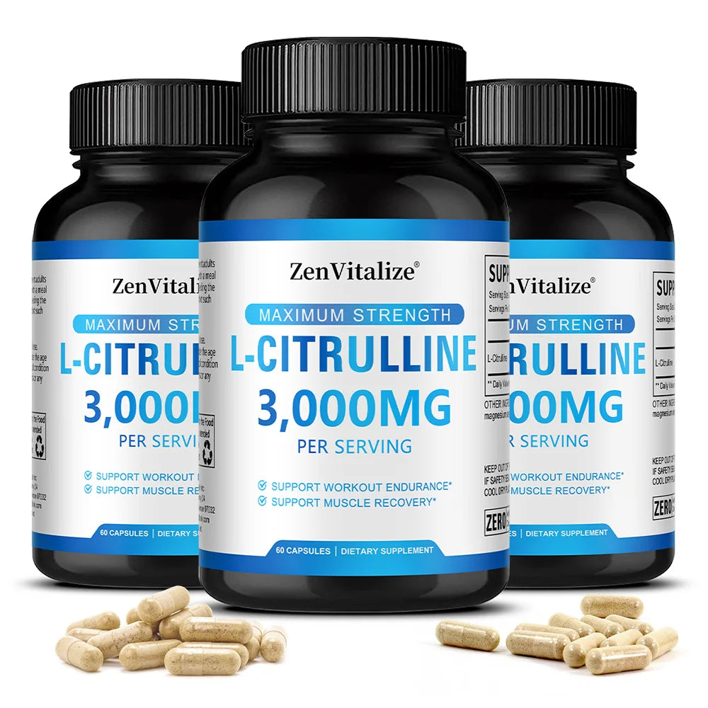 L-Citrulina 3000 mg en Cápsulas para Rendimiento y Recuperación Muscular