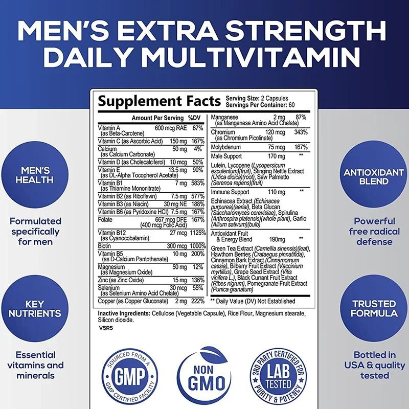 Multivitamínico para Hombre para Energía, Resistencia y Sistema Inmune
