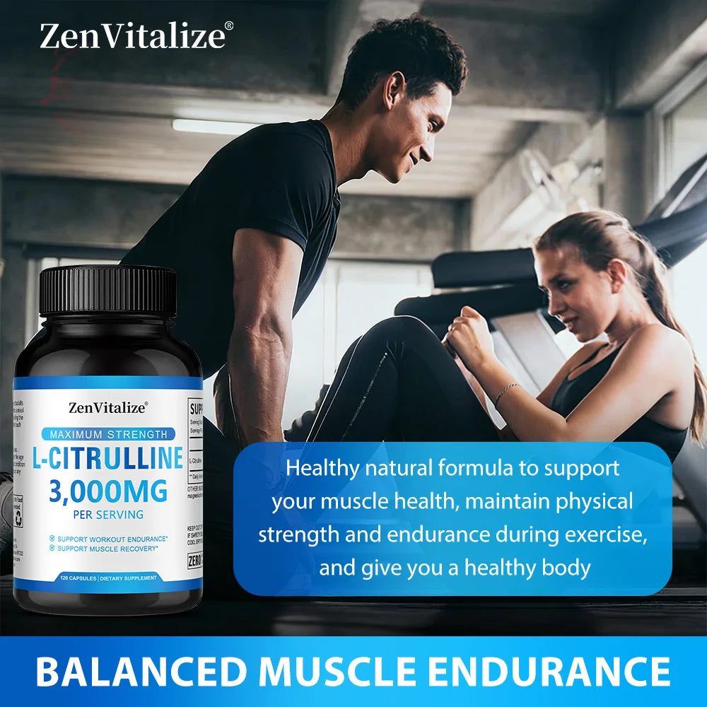 L-Citrulina 3000 mg en Cápsulas para Rendimiento y Recuperación Muscular