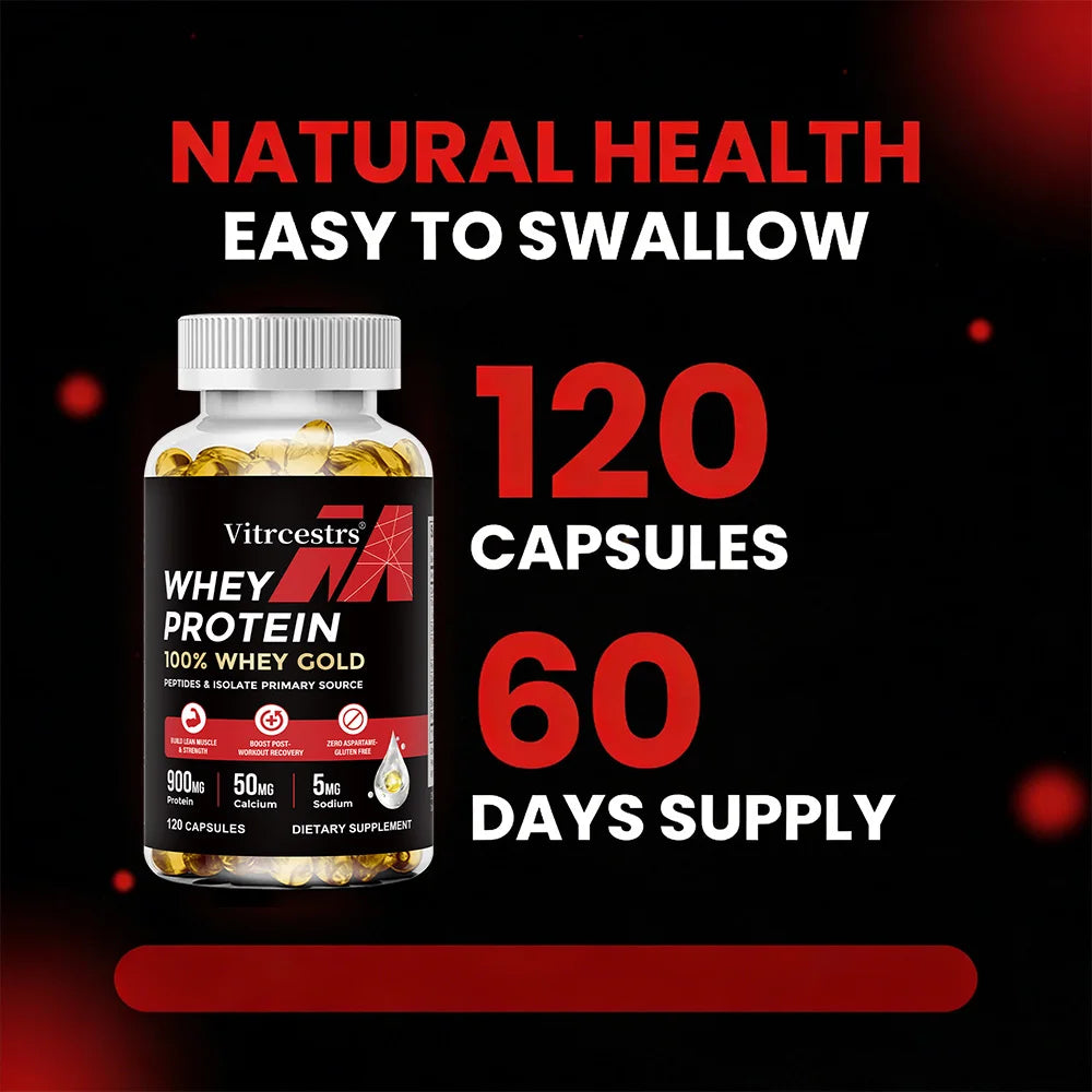 Proteína Whey Concentrada 900 mg en Cápsulas para Recuperación Muscular