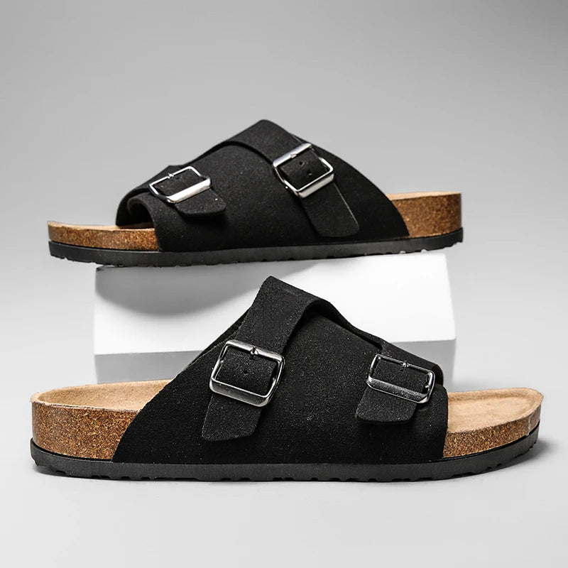Zapatillas y sandalias de corcho para hombre, convenientes para las actividades al aire libre del verano como zapatos de playa, zapatillas casuales de dedos abiertos