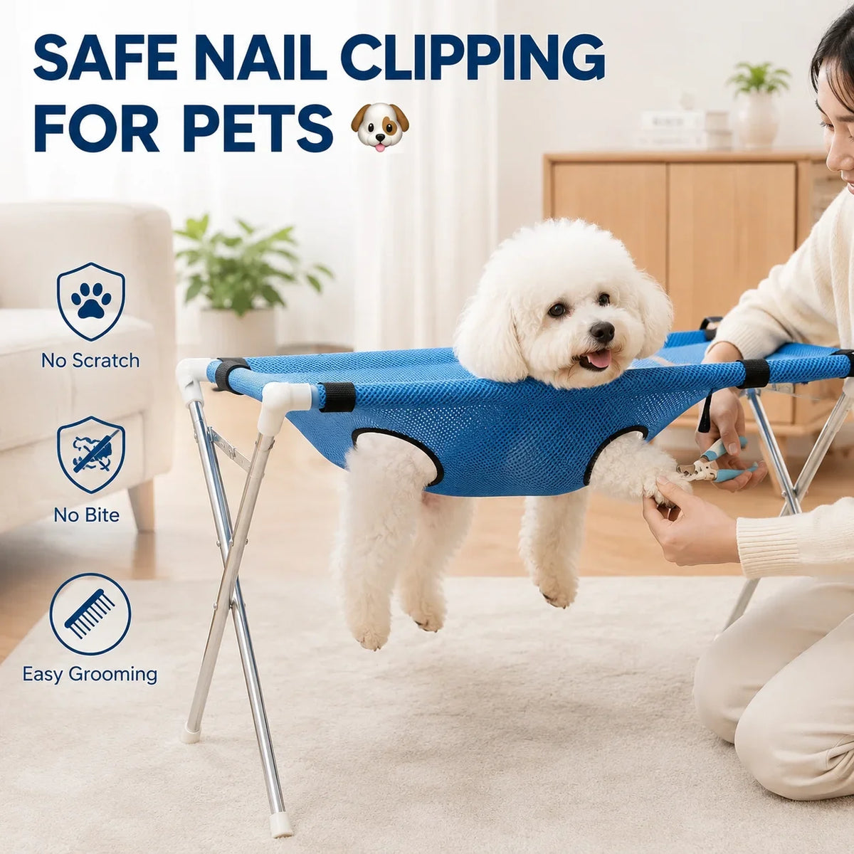 Soporte Plegable con Hamaca para Estética Canina y Felina