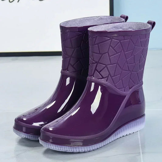 Zapatos de lluvia de las mujeres de la alta calidad de la moda Zapatos de lluvia de las mujeres nuevas zapatos impermeables antideslizantes resistentes al desgaste de las mujeres Botas Mujer