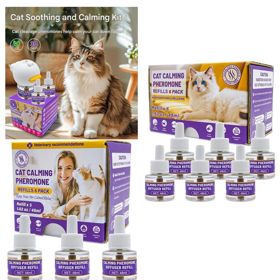 Kit Difusor de Feromonas Eléctrico Inodoro 4 en 1 Calmante y Anti Estrés para Mascotas