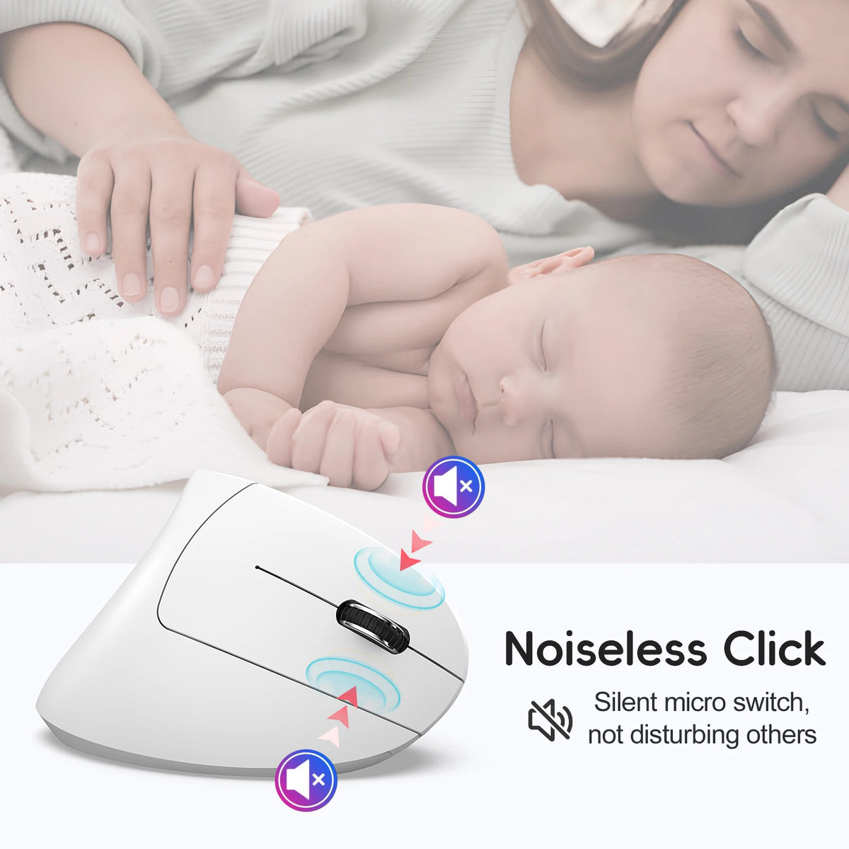 Mouse Ergonómico Vertical HXSJ Doble Modo Recargable