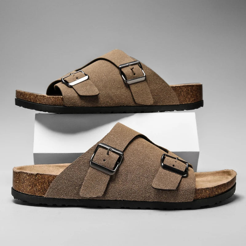 Zapatillas y sandalias de corcho para hombre, convenientes para las actividades al aire libre del verano como zapatos de playa, zapatillas casuales de dedos abiertos