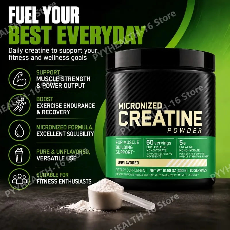 Micronized Creatine Monohydrate Powder,Support Muscle Strength & Endurance, Workout Supplement for Gym, Easy Mix, Unflavored