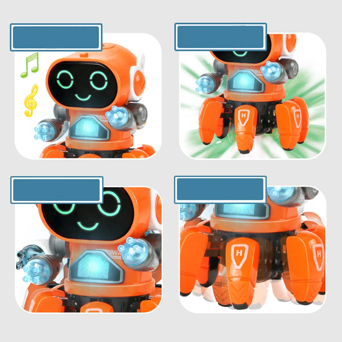 Robot Bailarín Inteligente de 6 Patas con Luces LED y Sonido para Niños