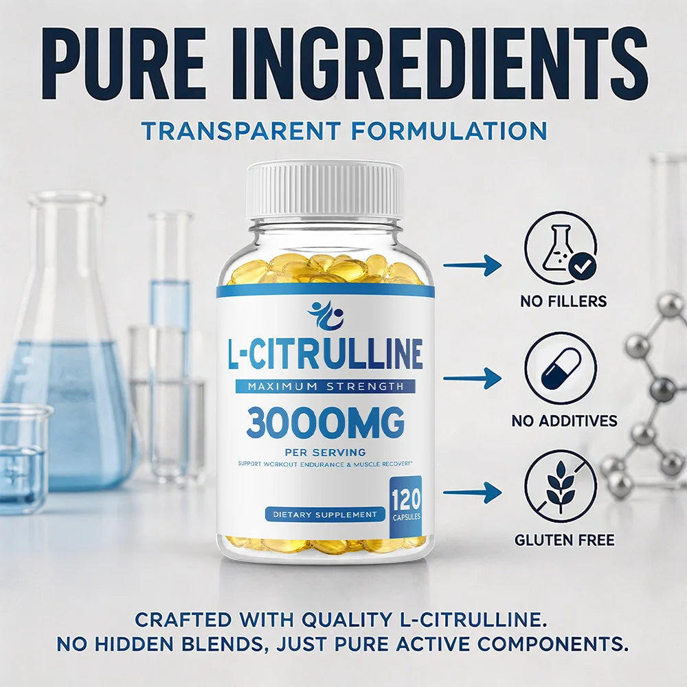 L-Citrulina 3000 mg en Cápsulas para Resistencia y Rendimiento Físico